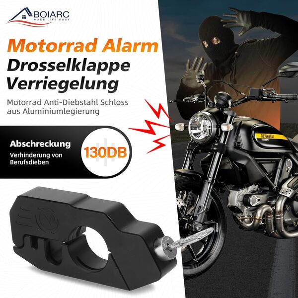 Antivol de frein de moto - 130 dB - Alarme antivol - En alliage d'aluminium - Avec 3 clés - Pour motos, scooters, véhicules tout-terrain