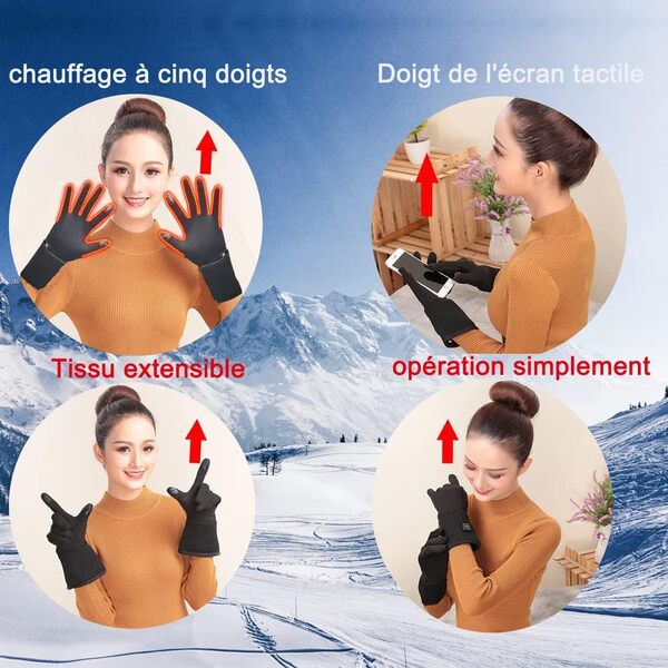 LPCRILLY Gants Chauffants électriques Rechargeables pour Les Mains arthritiques, Gants Ultra-Fins Chauffants pour Les Mains à Conduire ou à vélo pour la pêche au Ski touchables à l’écran
