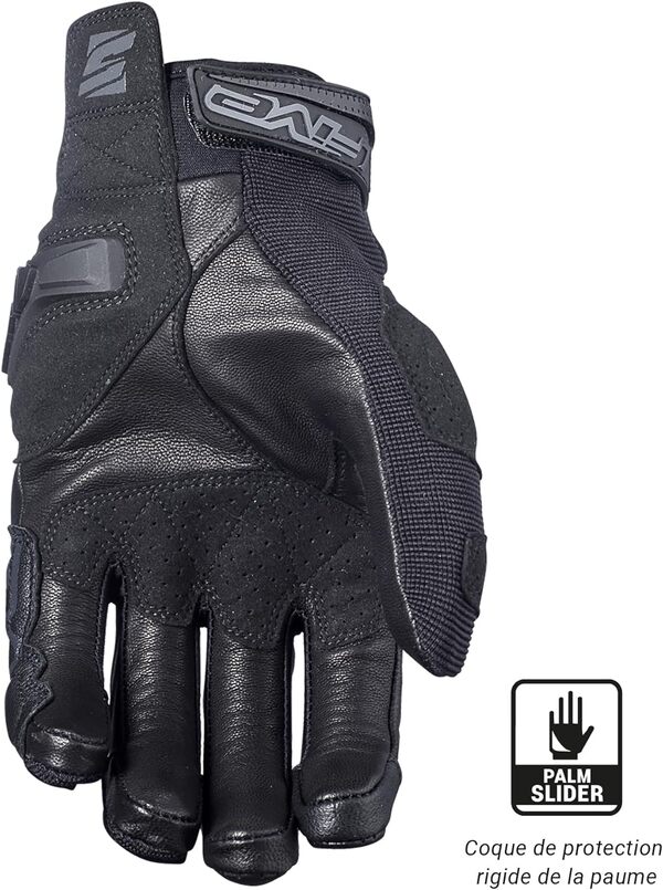 FIVE 830103 Gants de Moto Sport Courts, SF3, Protection 1KP Souplesse Ventilation, Noir, XL