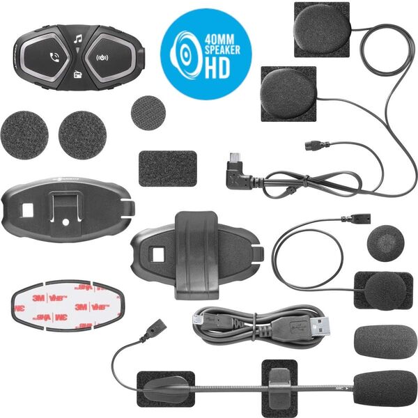 INTERPHONE Connect HD - Double Casque Moto Écouteurs Stéréo Haute Fidélité 40 mm, Utilisation Pilote - Distance 300 MT, Autonomie 12 Heures, Radio, GPS, TFT, étanche IPX67