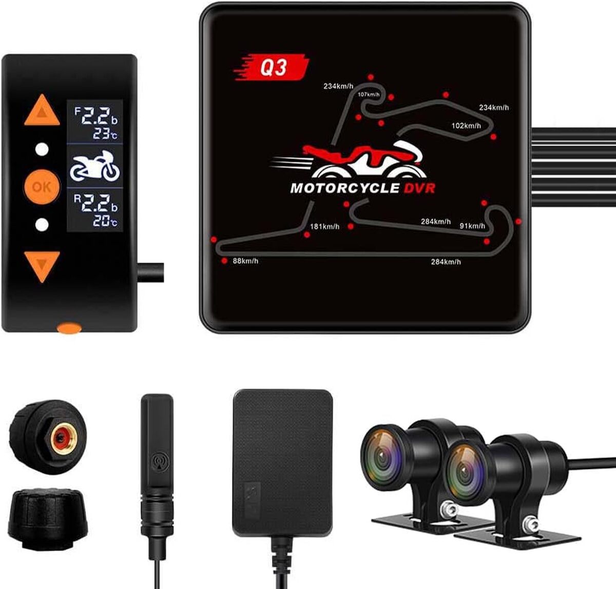 Test caméra VSYSTO WiFi Moto HD 1080p : tachygraphe avant-arrière étanche