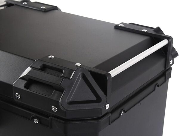 Wnanch 28-100L Valise pour Moto, Top Case Coffret De Moto Aluminium avec 2 Clés Et Poignée, Fixation Antivol，Coffre-Fort De Voyage(Argent,100L)