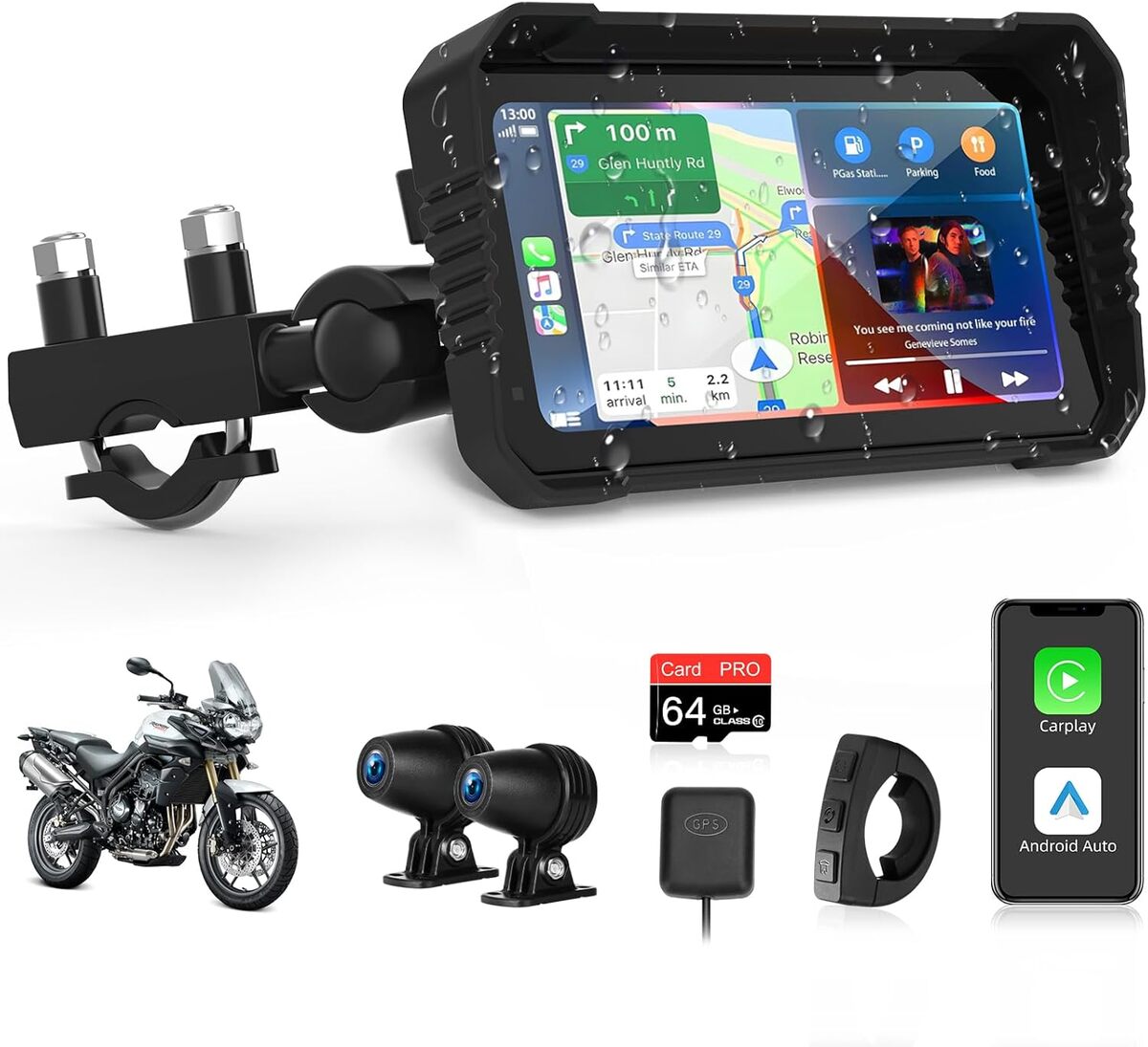 Test : 4K Moto Carplay Android Auto et Dashcam étanche 6, 25