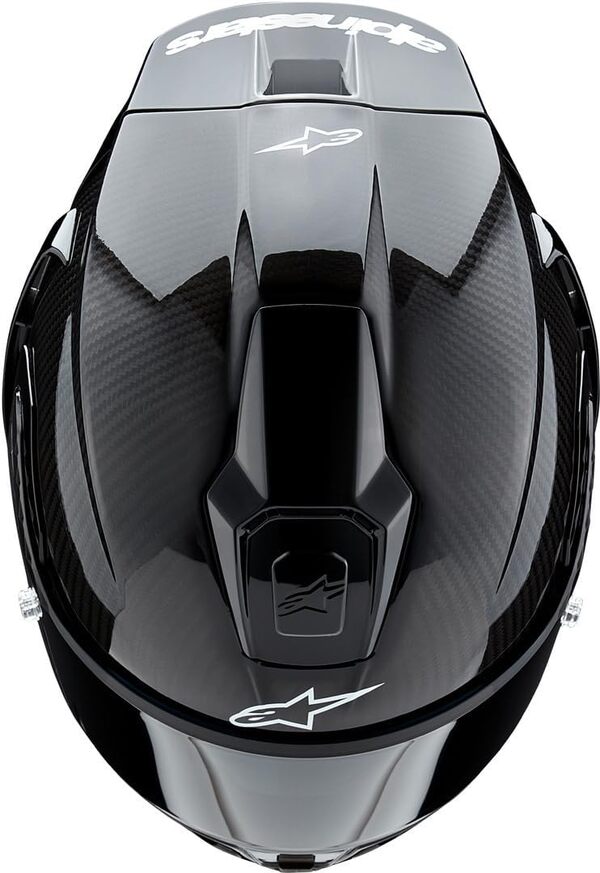 Alpinestars Supertech R10 Casque solide, coque en carbone, certifié CE, ventilation et ajustement avancés, XL, noir carbone mat et brillant
