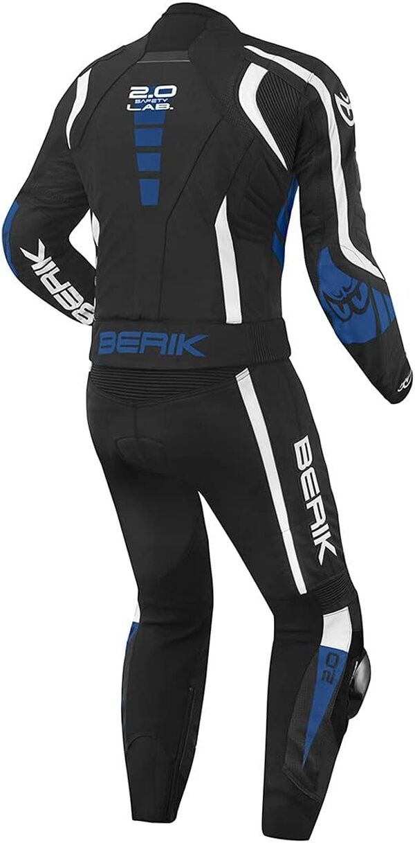 Berik Zakura Costume en cuir de moto de deux pièces, schwarz/weiß/blau, 56