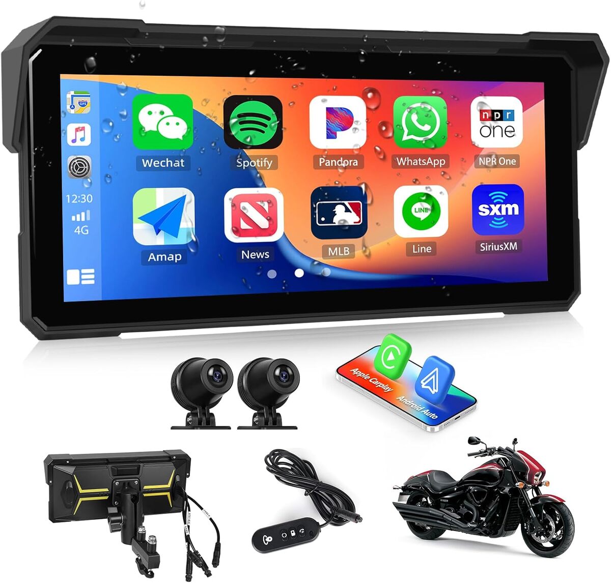 Test du moniteur moto Camecho 8, 1 pouces HD avec double caméra et CarPlay