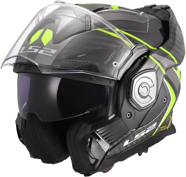 LS2, Casque Moto Modulable ADVANT X Carbon Future II Gloss H-V Yellow, L