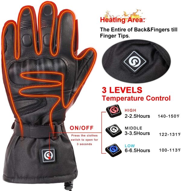 day wolf Gants Moto Gants Chauffants Moto - 7.4V2200MAN Gants Imperméables Rechargeables pour l'équitation Ski de Fond Chasse Gants Chauffants Hommes Femmes